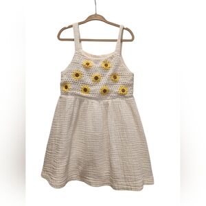 Girl's Cream and Yellow Muslin Sunflower Dress